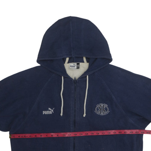 Close-up detail of Puma Men's Blue 2XL Full Zip Hoodie Sports Cotton Sweatshirt