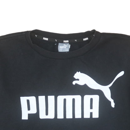 Puma Boys Black Fleece Pullover Sweatshirt Size 146 Regular Fit