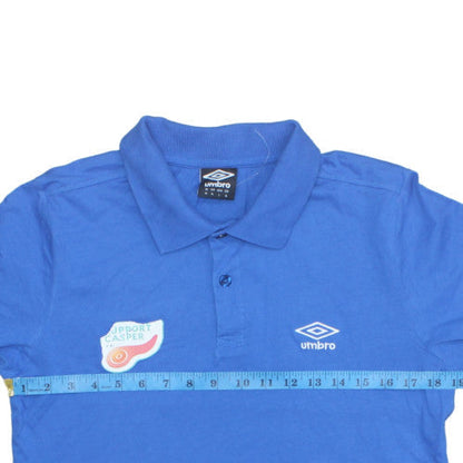 Umbro Men's Blue Cotton Polo Shirt M Regular Fit Short Sleeve