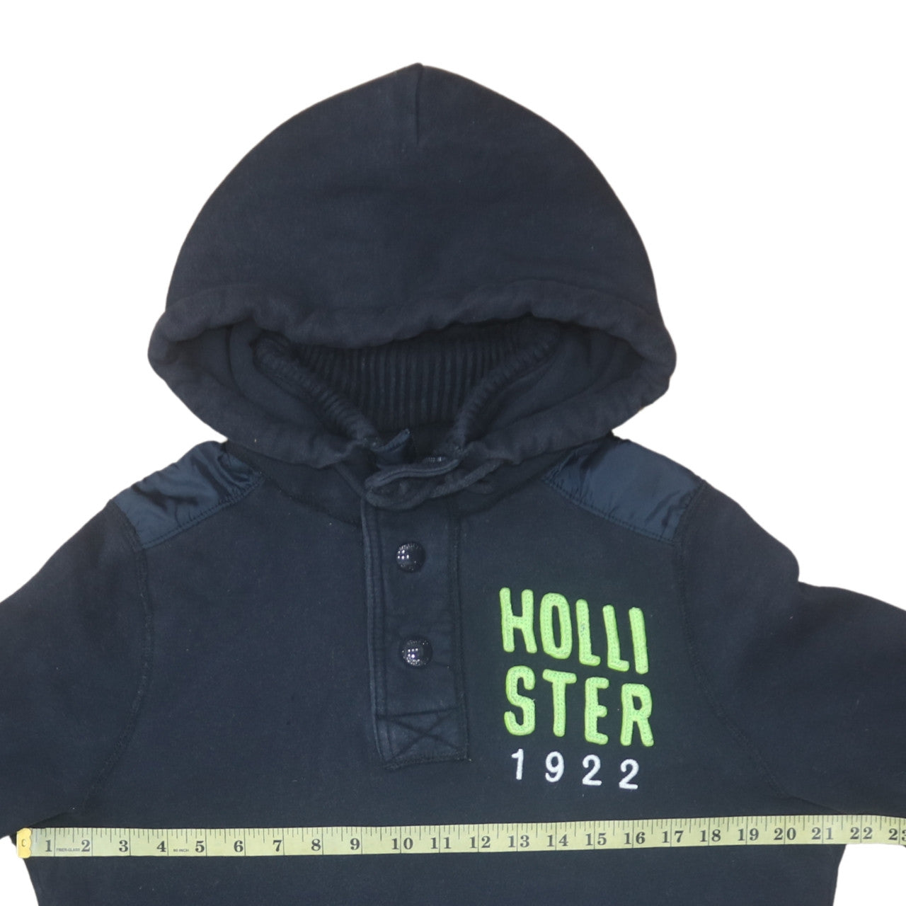 Mens UK Size L Hollister Blue Henley Hoodie