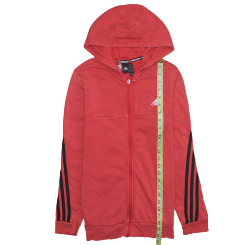 Adidas Boys Red Full Zip Hoodie 14 Years Logo Sportswear Fleece Top