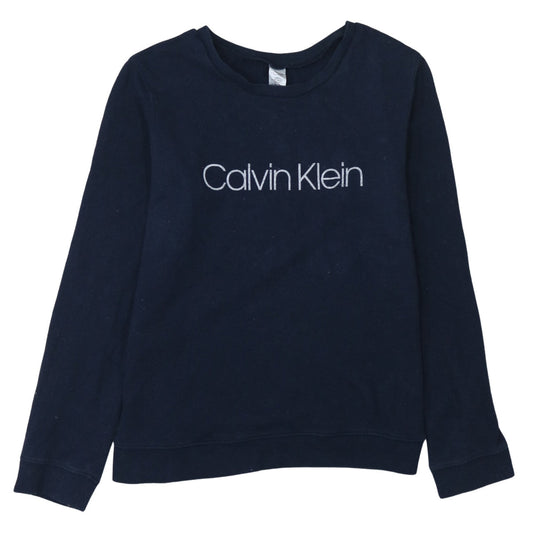 Womens UK Size L Calvin Klein Blue Pullover Sweatshirt