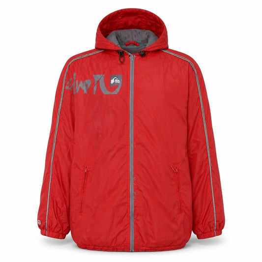 Quiksilver Womens Red Windbreaker Jacket Size 16 Hooded Full Zip