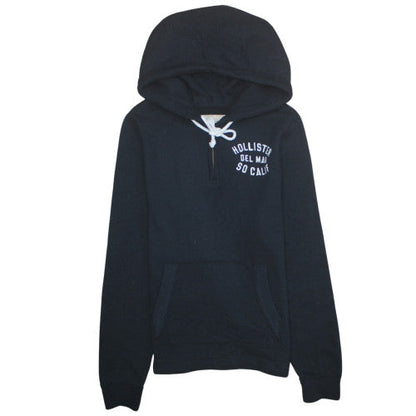 Mens UK Size M Hollister Black 1/2 Zip Hoodie