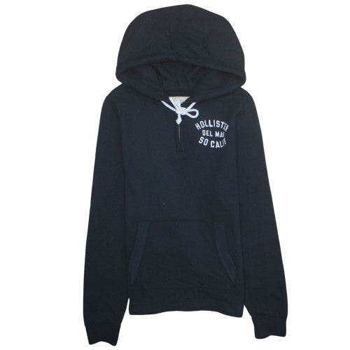 Mens UK Size M Hollister Black 1/2 Zip Hoodie