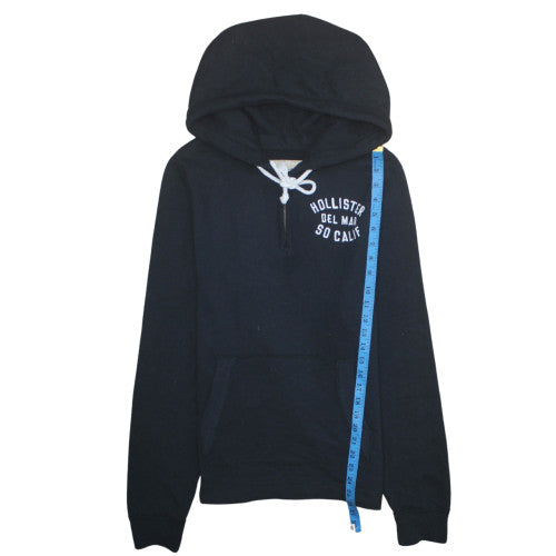 Mens UK Size M Hollister Black 1/2 Zip Hoodie