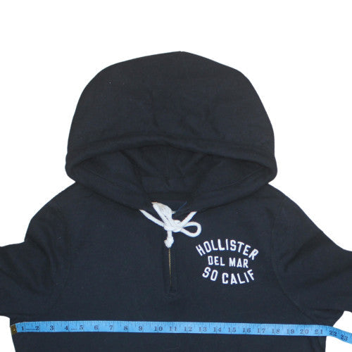 Mens UK Size M Hollister Black 1/2 Zip Hoodie