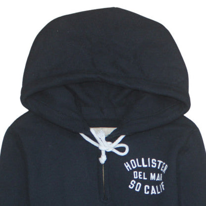 Mens UK Size M Hollister Black 1/2 Zip Hoodie