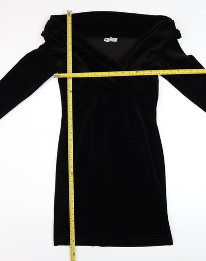 Classic by Freemans Women's Black Velvet Bodycon Dress Size 14