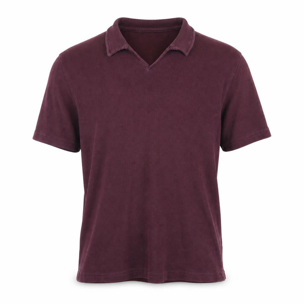 Reiss Men's Purple Short Sleeve Collared Knit Cotton Top M