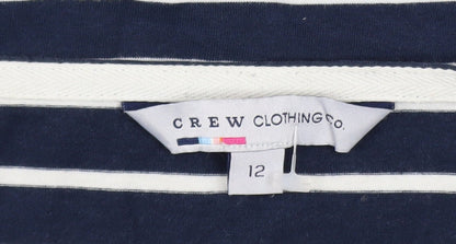 Crew Clothing Co. Women's Blue White Striped Boat Neck Cotton Top Size 12