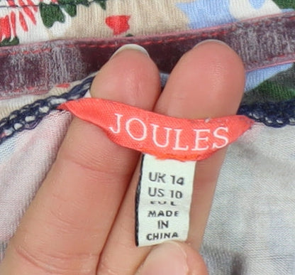 Joules Women's Blue Floral Long Sleeve Cotton Tunic Jumper Size 14