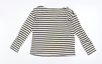 La Redoute Women’s Black & Ivory Striped Lace Long Sleeve T-Shirt UK 6/8