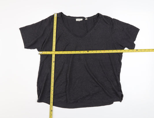 Fat Face Women’s Black Cotton V-Neck Short Sleeve T-Shirt Size 10