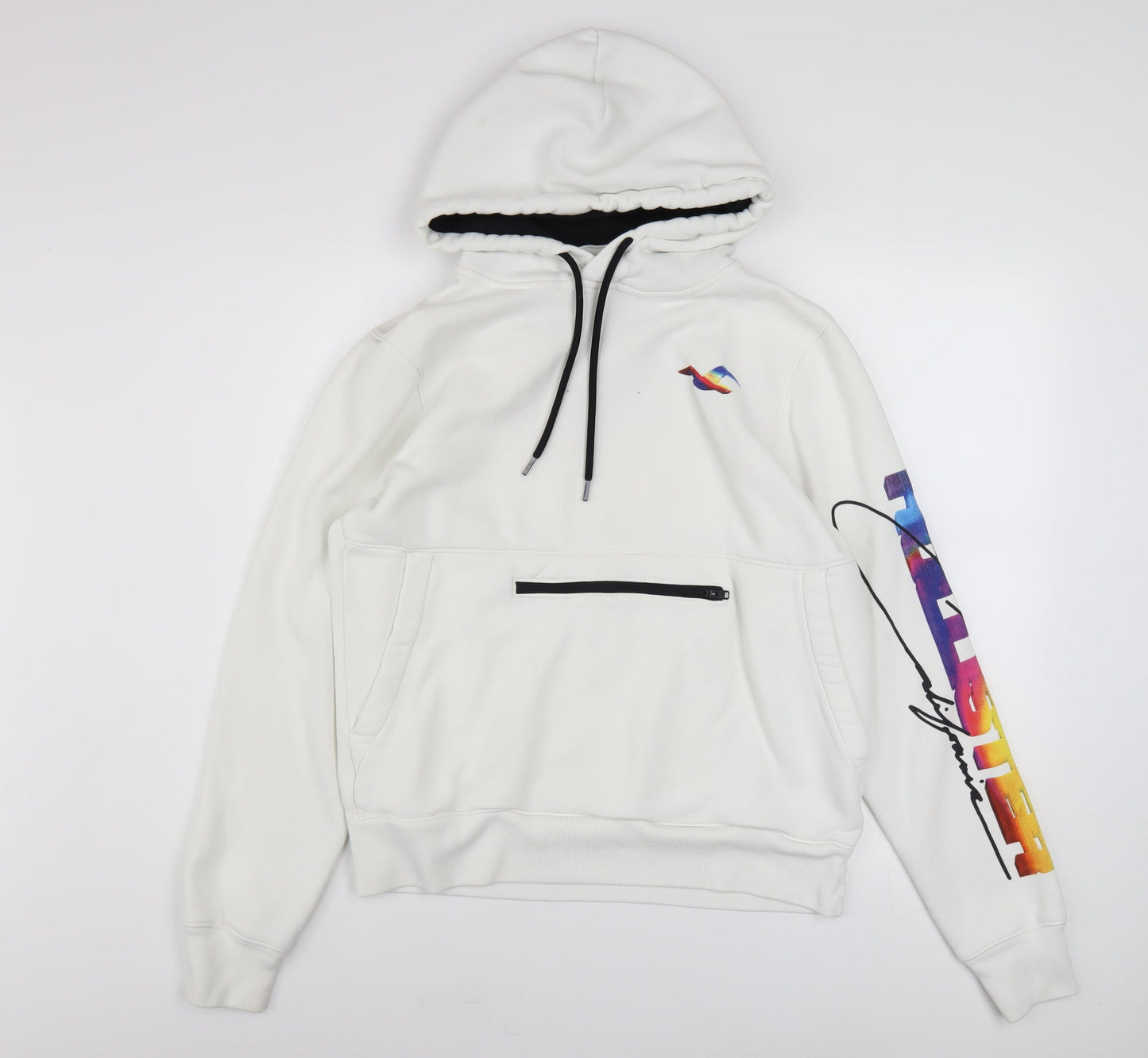 Mens UK Size M Hollister White Pullover Hoodie