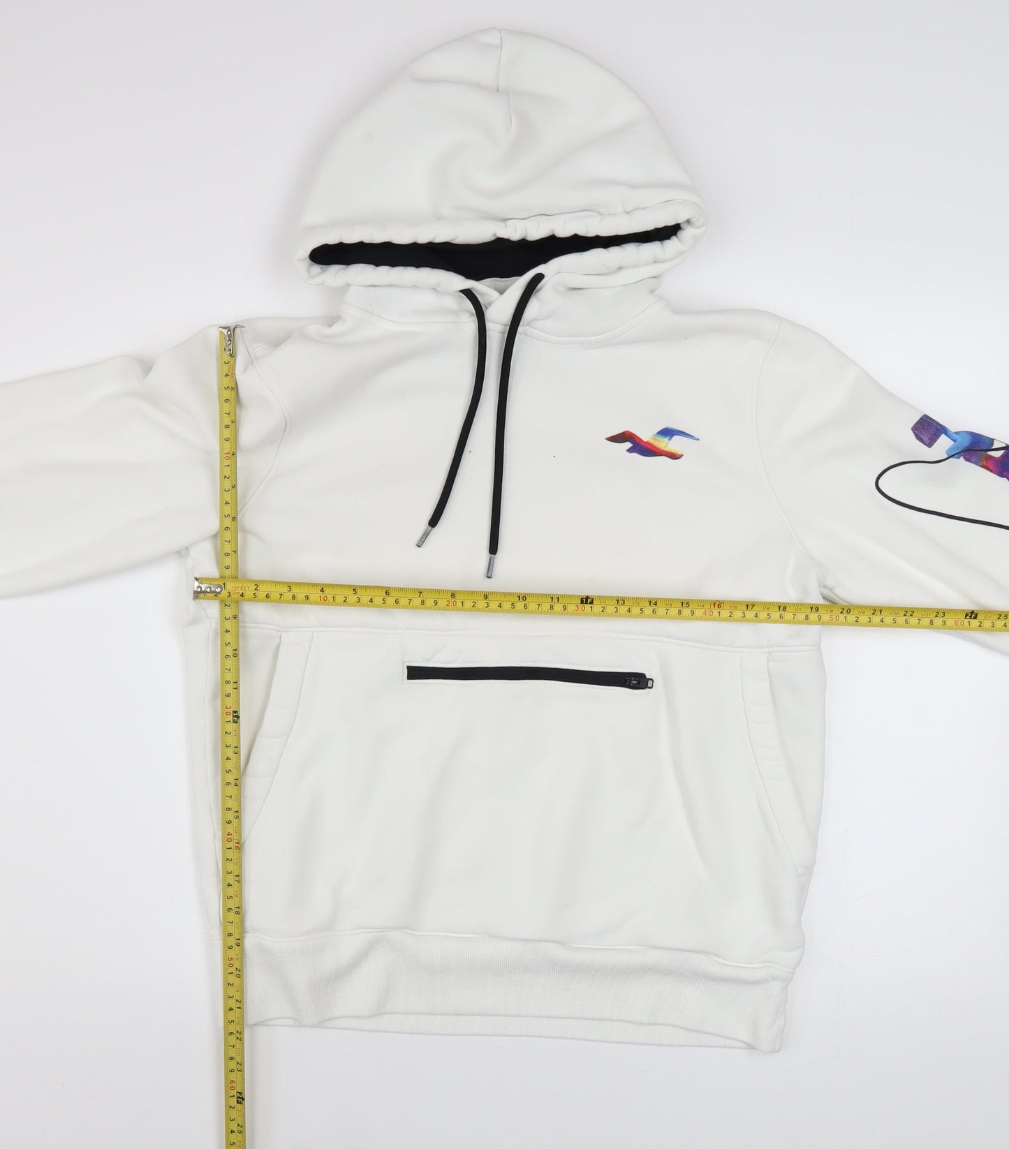 Mens UK Size M Hollister White Pullover Hoodie