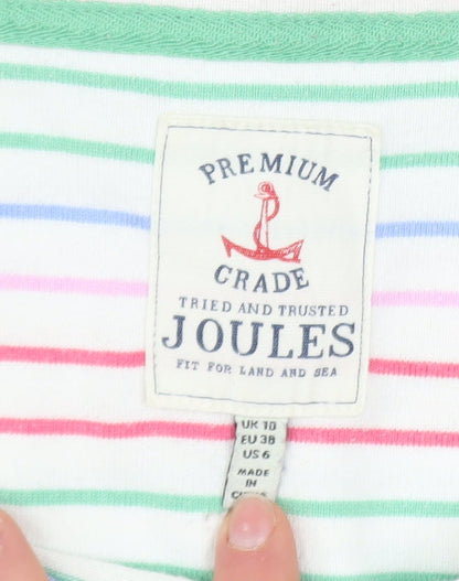 Joules Women's Multicoloured Striped Cotton Long Sleeve T-Shirt UK 10