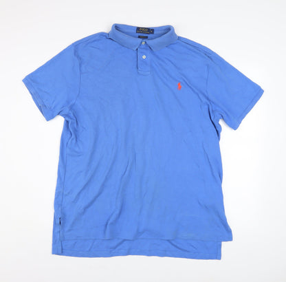 Ralph Lauren Men's Blue Cotton Custom Fit Polo Shirt XL