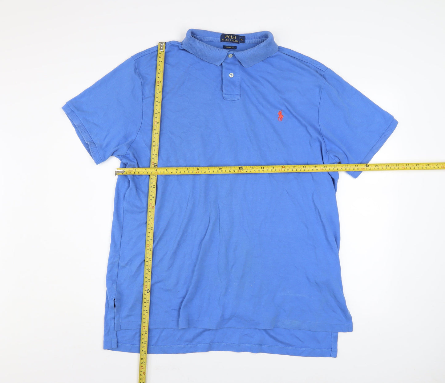 Ralph Lauren Men's Blue Cotton Custom Fit Polo Shirt XL