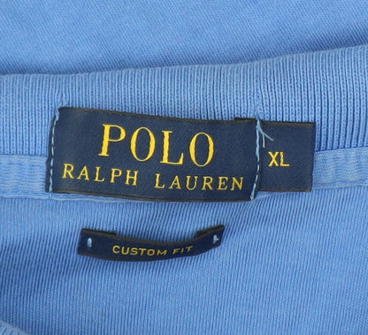 Ralph Lauren Men's Blue Cotton Custom Fit Polo Shirt XL