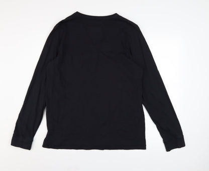 Dissident Men's Black Cotton Long Sleeve V-Neck Casual Shirt Size L
