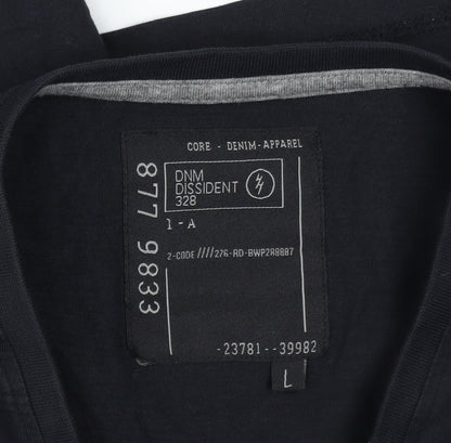 Dissident Men's Black Cotton Long Sleeve V-Neck Casual Shirt Size L