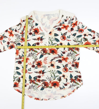 Damart Womens Floral Long Sleeve V-Neck Jersey Blouse Size 14
