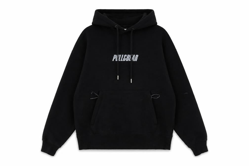 Mens UK Size XS Pull&Bear Black Pullover Hoodie