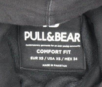 Mens UK Size XS Pull&Bear Black Pullover Hoodie