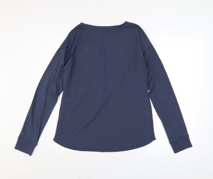Columbia Women Navy Long Sleeve Basic T-Shirt Size S Polyester Blend