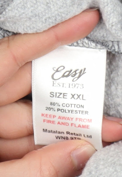 Mens UK Size 2XL Easy Grey Pullover Hoodie