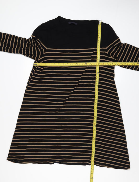 Marks and Spencer Women Black Striped A-Line Jersey Dress Size 16