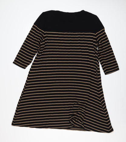 Marks and Spencer Women Black Striped A-Line Jersey Dress Size 16