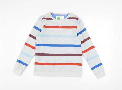 Boden Boys Grey Striped Pullover Sweatshirt 11-12 Years Long Sleeve