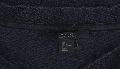 COS Women Black Cotton Shift Dress Size S 3/4 Sleeve Knee Length