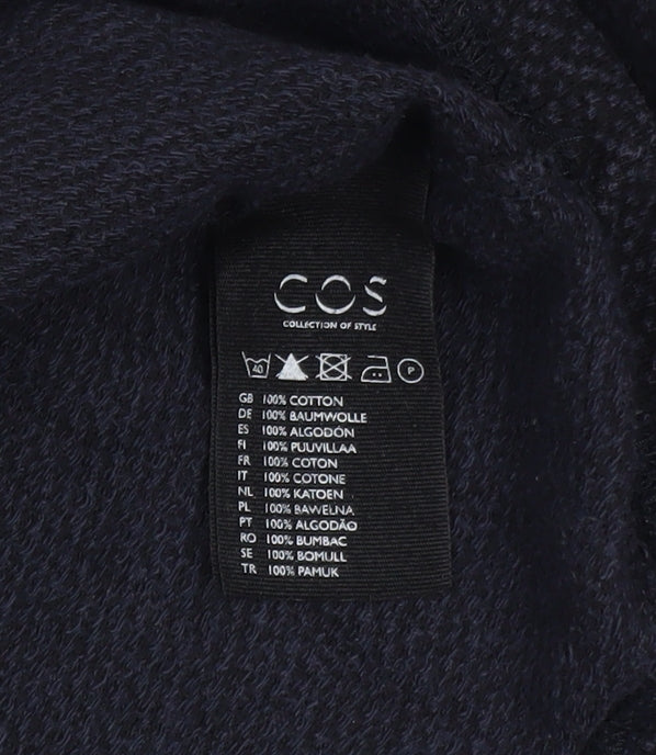 COS Women Black Cotton Shift Dress Size S 3/4 Sleeve Knee Length