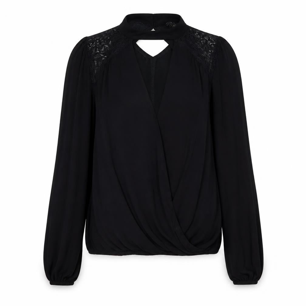 Lipsy Women’s Black Long Sleeve Lace Wrap Blouse UK 10