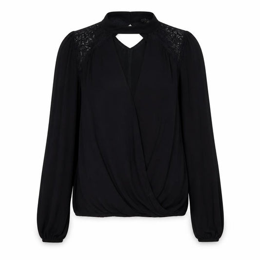 Lipsy Women’s Black Long Sleeve Lace Wrap Blouse UK 10