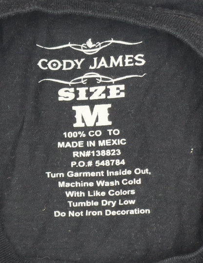 Cody James Men's Black Graphic T-Shirt Medium Crew Neck Cotton