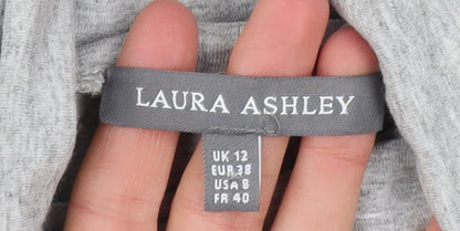 Womens UK Size 12 Laura Ashley Grey Basic T-Shirt