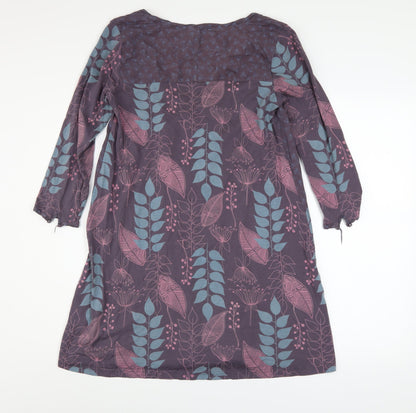 White Stuff Women’s Purple Floral Shift Dress Size 10 3/4 Sleeve