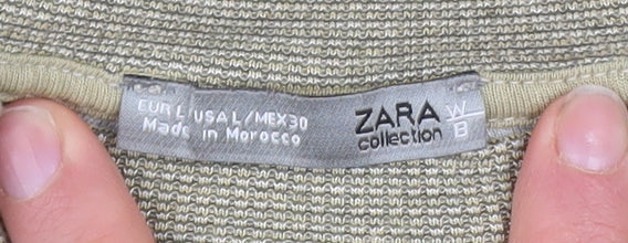 Womens UK Size 12 Zara Beige Basic T-Shirt