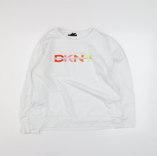 Womens UK Size M DKNY White Pullover Sweatshirt