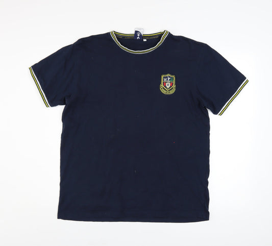 Tottenham Hotspur Men's Navy Blue Large Cotton Crest T-Shirt