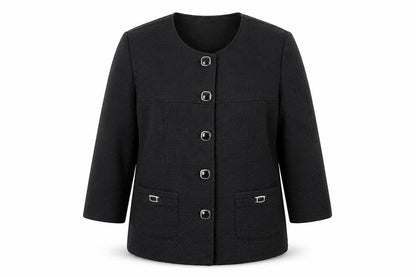 Afibel Women Black Size 16 Textured Four-Button Blazer Jacket