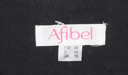 Afibel Women Black Size 16 Textured Four-Button Blazer Jacket