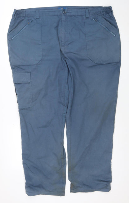 Mens UK Size 44 Cotton Traders Relaxed Fit Cargo Blue Trousers