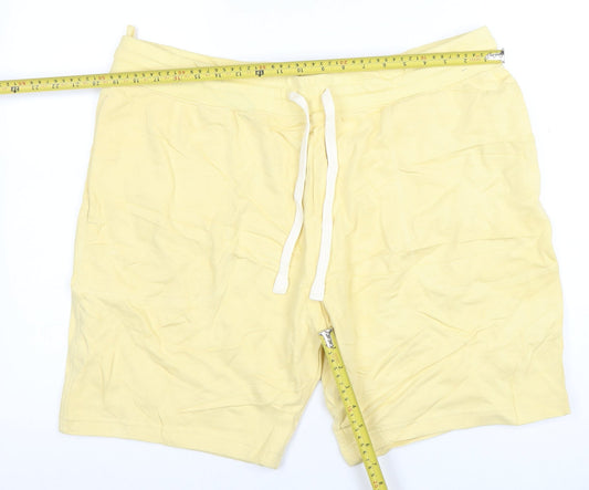 Marks and Spencer Men's Yellow XL Sweat Shorts Cotton Drawstring