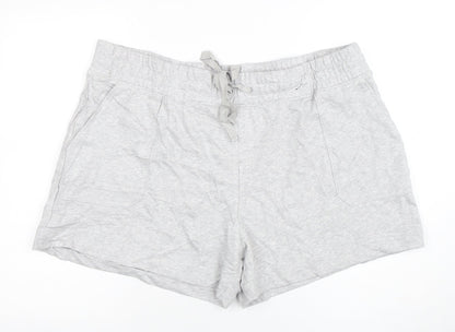 Marks and Spencer Women Grey Size 22 Sweat Shorts Drawstring Cotton Blend