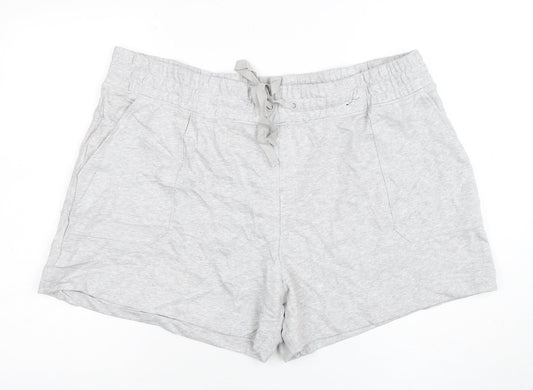 Marks and Spencer Women Grey Size 22 Sweat Shorts Drawstring Cotton Blend